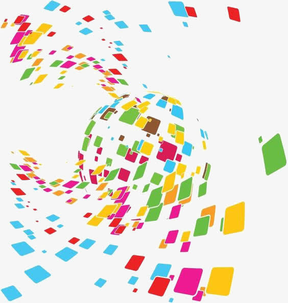 彩色科技感几何图形免抠