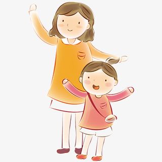亲情手绘温馨母亲和孩子素材免抠