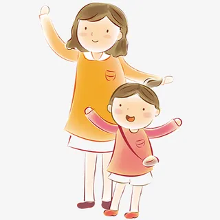 亲情手绘温馨母亲和孩子素材免抠