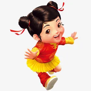 卡通小女孩奔跑png素材免抠