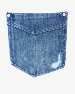 蓝色洗水牛仔布口袋免抠