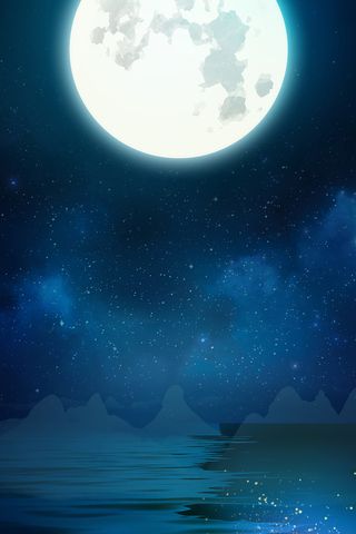 简约中秋节夜晚星空广告高清