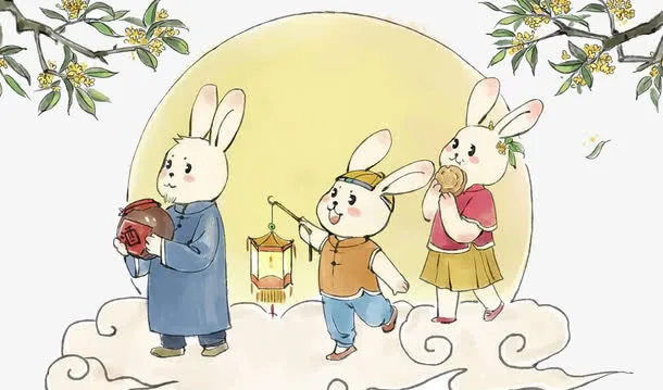 中秋玉兔插画免抠