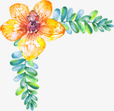 卡通黄色花朵绿叶元素免抠