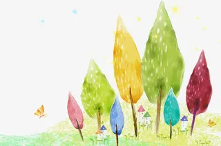 彩色卡通森林素材免抠
