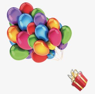 红色气球礼物装饰图案免抠