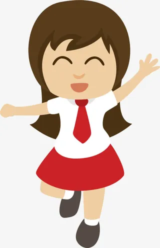 挥手的小学生免抠