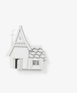 白色冬日雪景房屋免抠