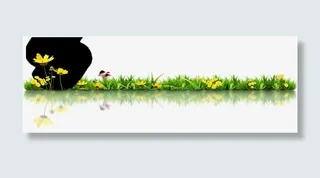 手绘花海春天装饰免抠