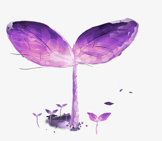 春天梦幻植物发芽紫色免抠