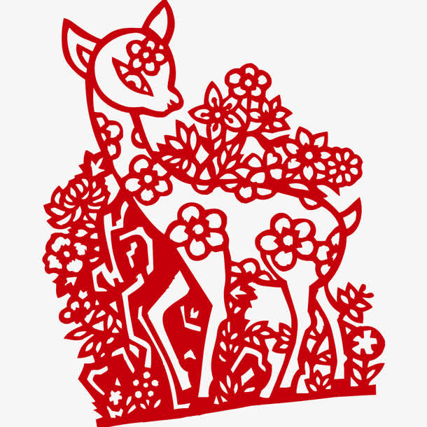 红色梅花鹿免抠