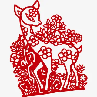 红色梅花鹿免抠