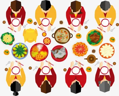 家庭团圆饭矢量素材免抠