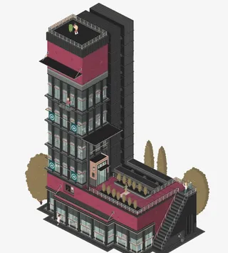 创意建筑大写英文字母免抠