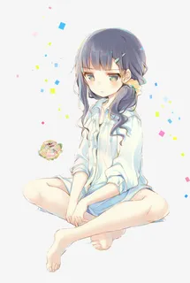 创意合成手绘马尾少女免抠