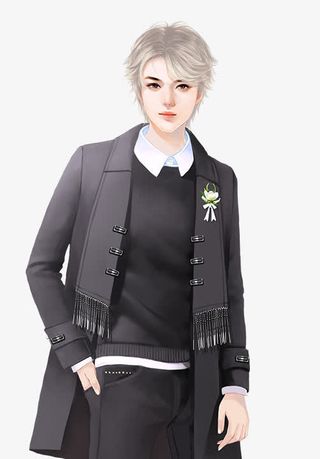 灰色西装白色头发男子免抠