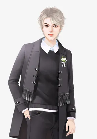 灰色西装白色头发男子免抠