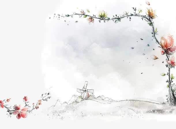 手绘素描鲜花免抠