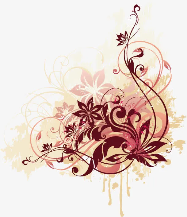 潮流花草线条免抠