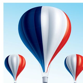 时尚清新国旗热气球免抠