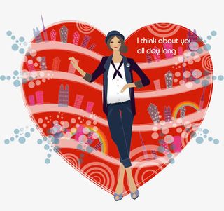 爱心里的时尚女孩免抠