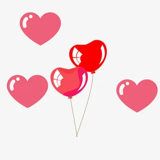 红色心形气球免抠