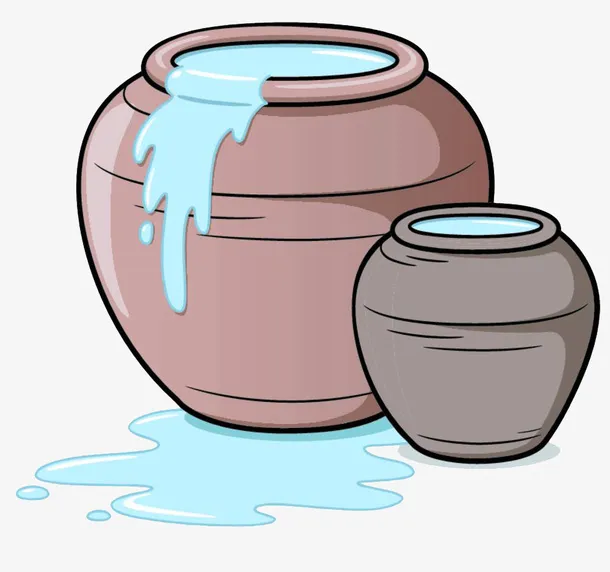 手绘蓄水陶罐水缸免抠