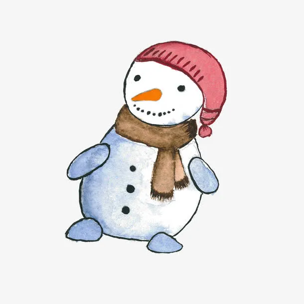手绘线条雪人免抠