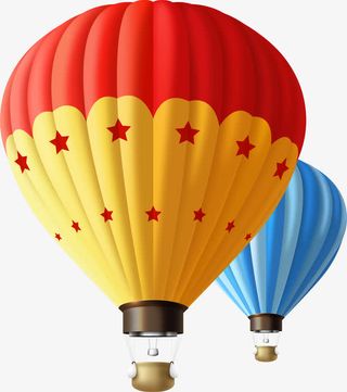 矢量彩色卡通热气球免抠