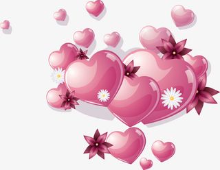 紫色梦幻爱心装饰图案免抠