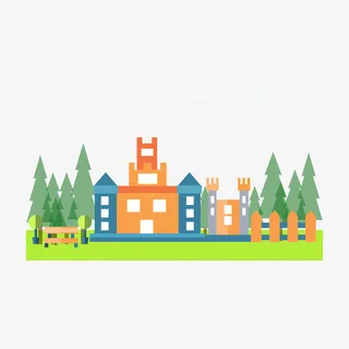 矢量手绘建筑城市免抠