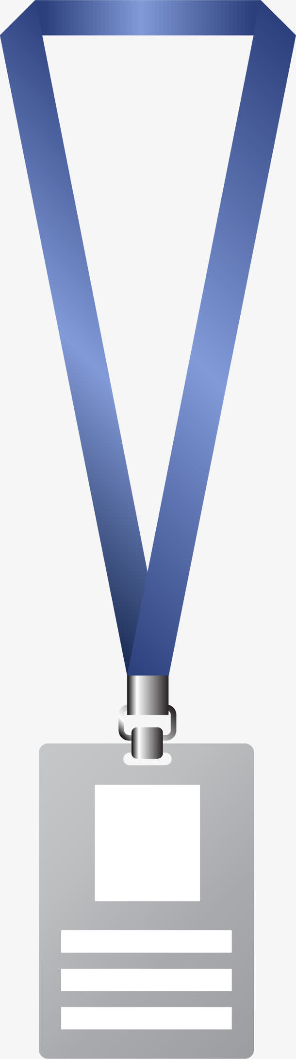 蓝色吊绳工作证免抠