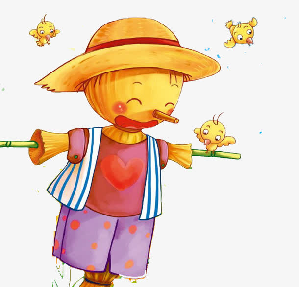 开心的稻草人免抠
