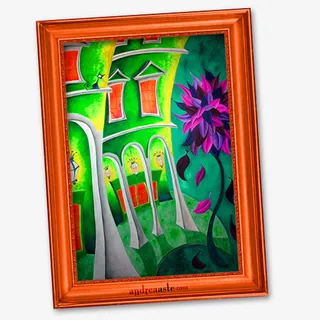 绿色简约画作装饰图案免抠