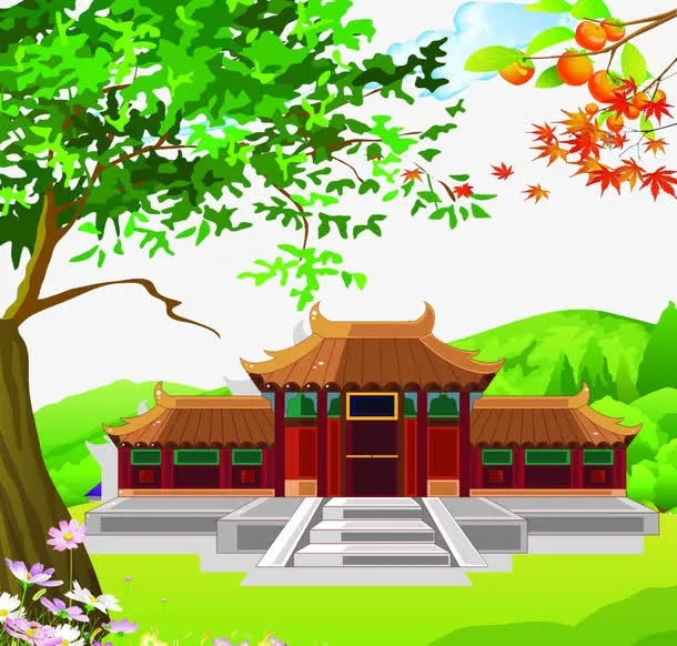 山水间的古代建筑免抠