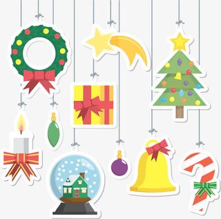 彩色纸贴圣诞节挂饰免抠