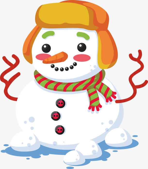戴帽子雪人免抠