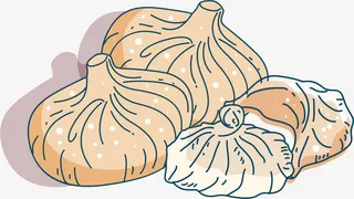 黄色手绘线条汤包免抠