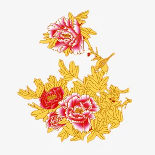 富贵喜庆金边牡丹免抠