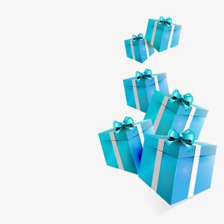 天蓝色装饰盒子素材免抠