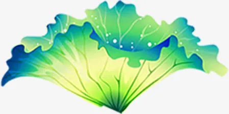 卡通绿色黄色荷叶七夕情人节免抠
