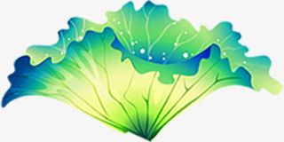 卡通绿色黄色荷叶七夕情人节免抠