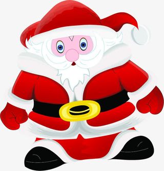 红色手绘卡通人物圣诞老人免抠
