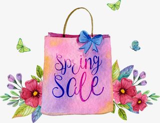 春天促销紫色手提袋免抠