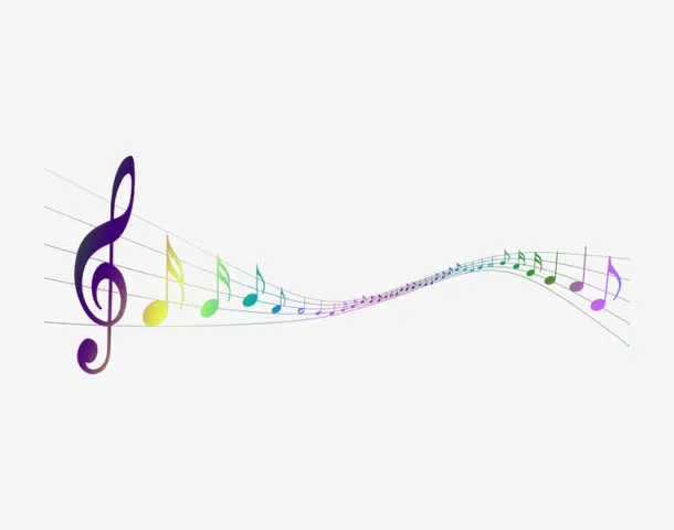 彩色渐变的音符免抠