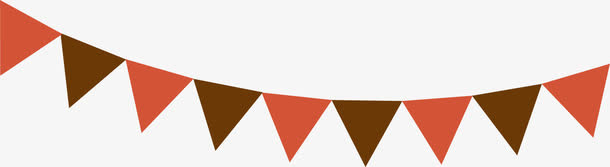 咖啡色简约彩旗免抠