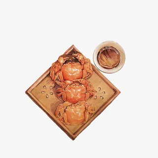 卡通一盘螃蟹素材免抠