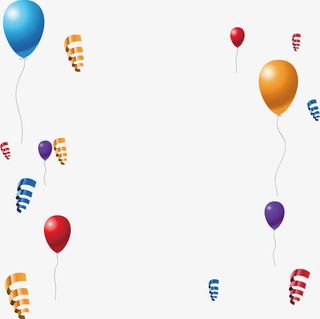 矢量手绘气球和彩带免抠