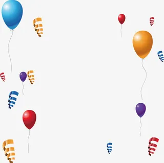 矢量手绘气球和彩带免抠