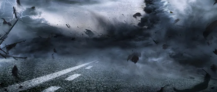 肆虐的公路龙卷风 飞沙走石高清